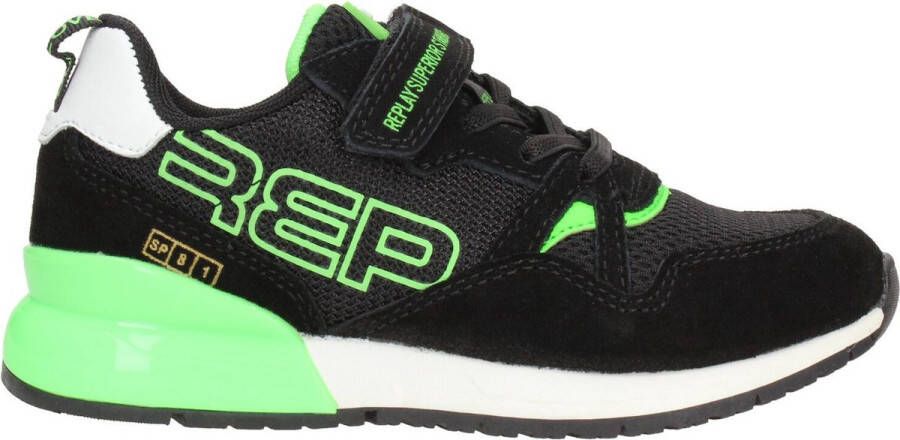 Replay Shoot Klittenband Sneaker Jongens Zwart groen