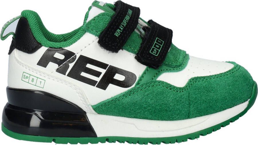 Replay Shoot kid suède sneakers groen wit Jongens Suede Meerkleurig 26