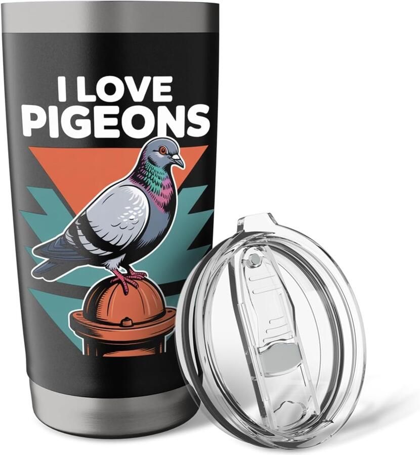 Retro vogelspotter thermosbeker