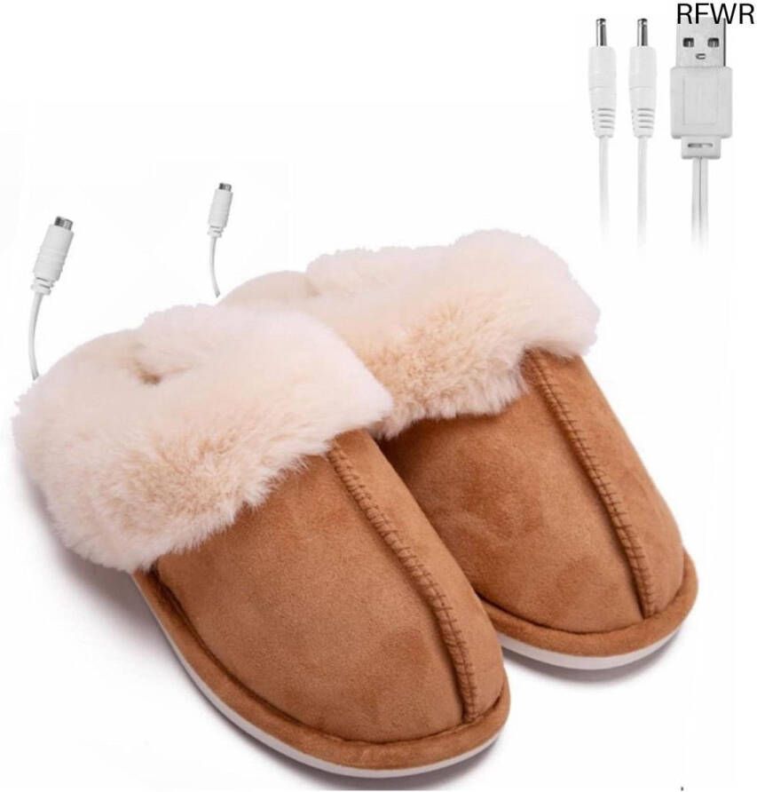 RFWR USB verwarmde pantoffels voor volwassenen wasbare pluche voetverwarmers comfortabele huisschoenen voor het koude seizoen