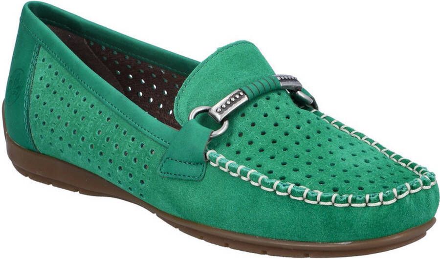Rieker Instappers moccasin loafer zomerschoen met siernaad