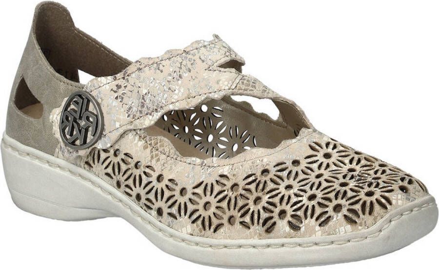 Rieker Dames Bandschoen 413G4-90 Beige Metallic