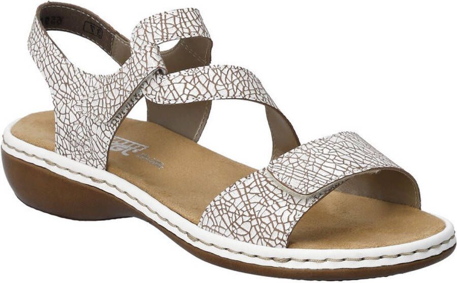 Rieker Witte Comfort Sandaal met Klittenbandsluiting White