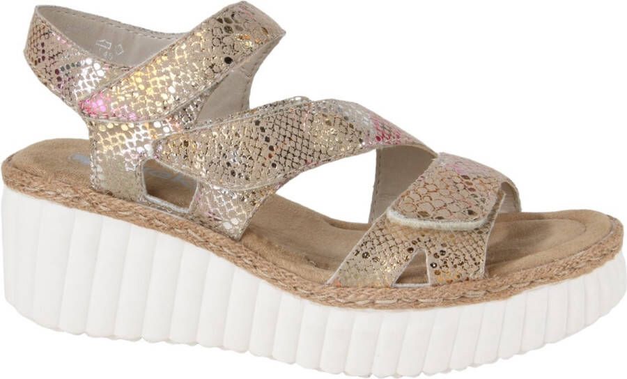 Rieker Metallic Plateau Sandaal met Print Multicolor Dames