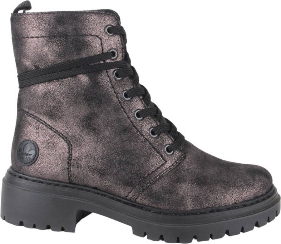 Rieker Metallic Veterschoen met Teddy Voering Black