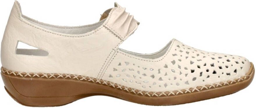 Rieker -Dames off-white-crÈme-ivoorkleur ballerina's & mocassins