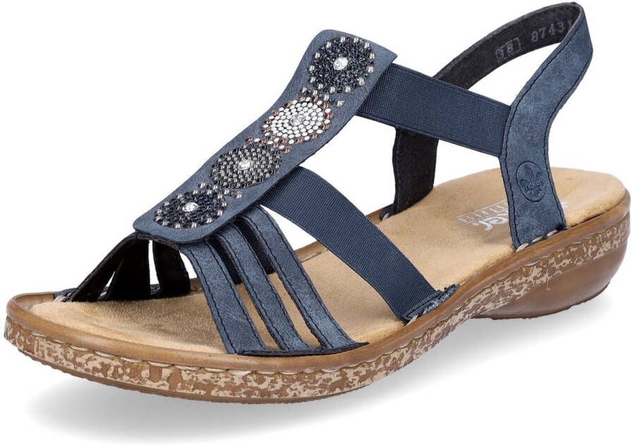 Rieker Sandalen zomerschoen sandaal sleehak met decoratieve parels