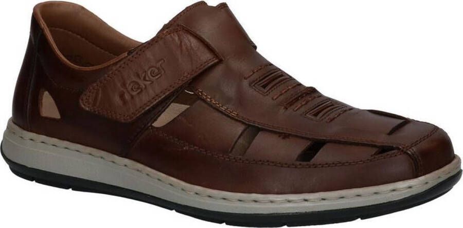 Rieker Bruine Leren Sandaal met Comfortabel Voetbed Brown Heren - Foto 2