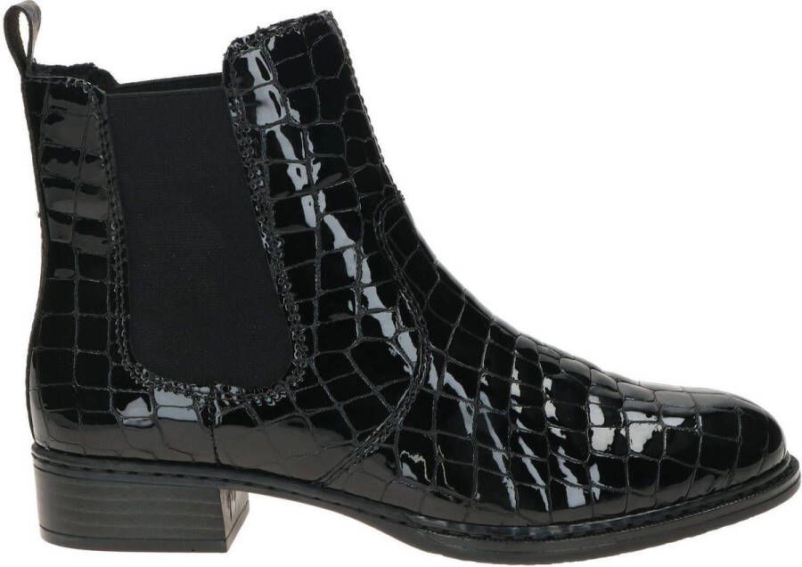 Rieker Chelsea boots Enkellaarsjes Plat zwart croco lak