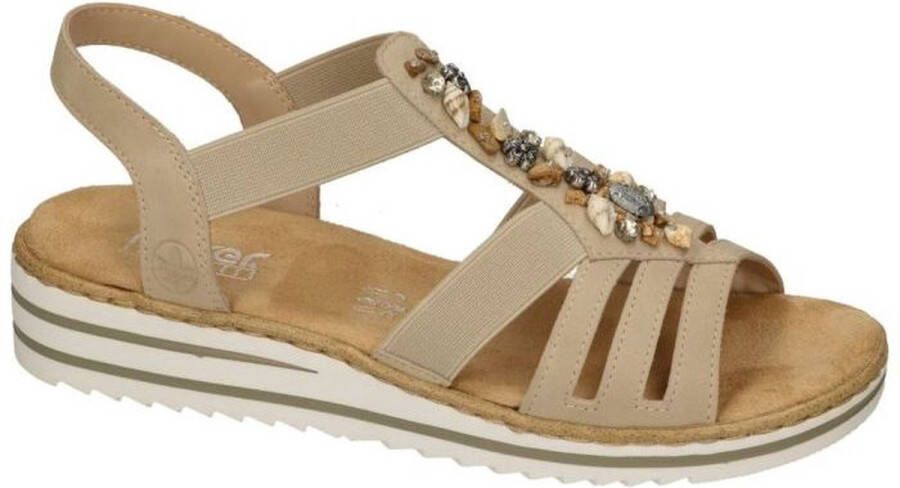 Rieker Sandalen zomerschoen sandaal sleehak met zomerse versiering