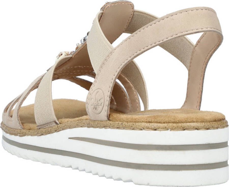 Rieker Sandalen zomerschoen sandaal sleehak met zomerse versiering