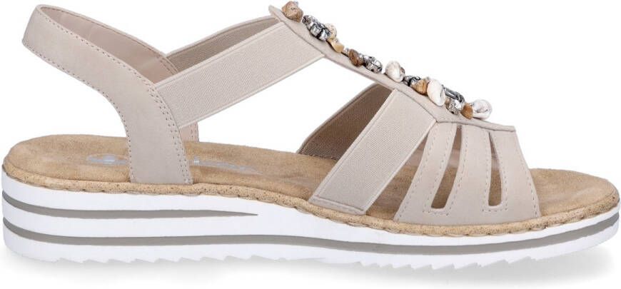Rieker Sandalen zomerschoen sandaal sleehak met zomerse versiering