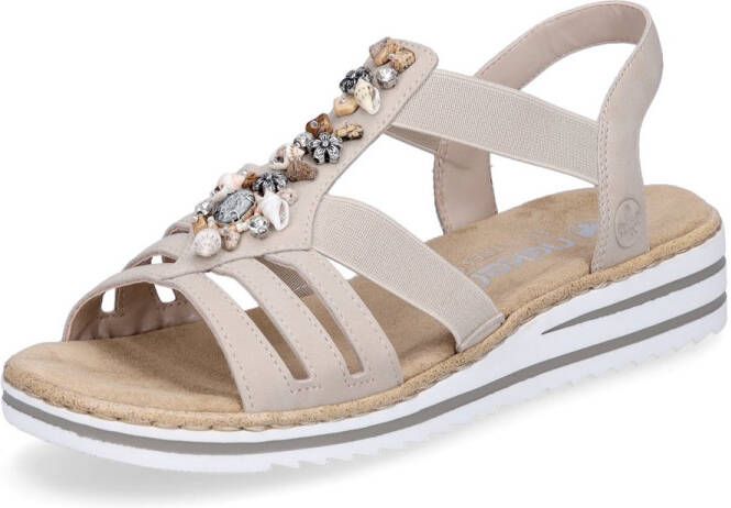 Rieker Sandalen zomerschoen sandaal sleehak met zomerse versiering