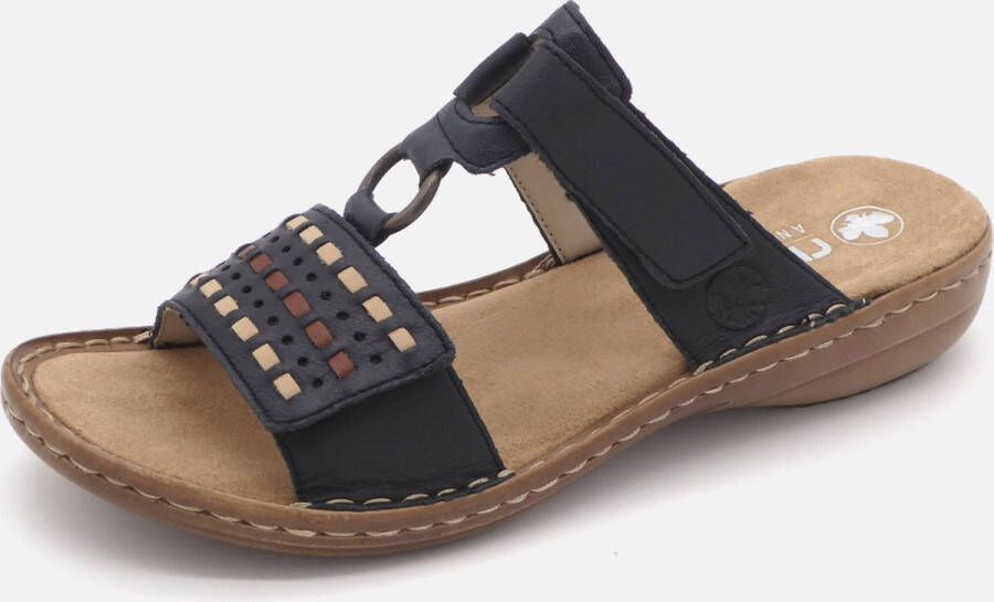 Rieker Slippers sleehak zomerschoen slippers met praktische klittenband