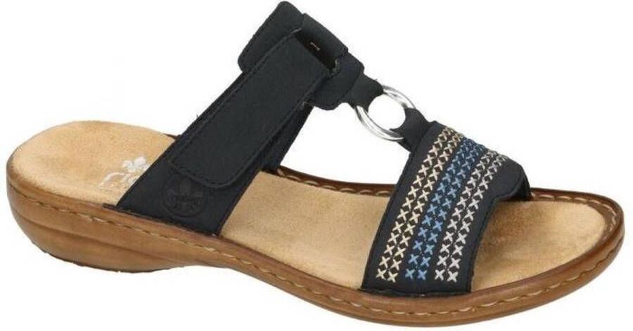 Rieker Slippers sleehak zomerschoen pantoffels met mooi borduursel