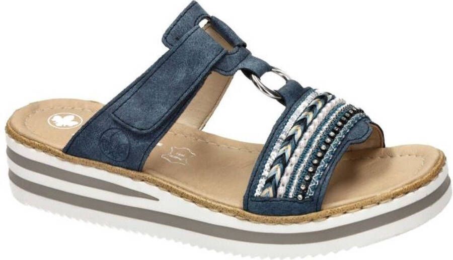 Rieker -Dames blauw slippers & muiltjes