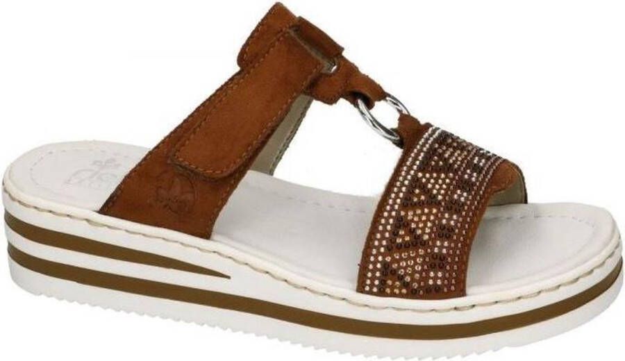 Rieker -Dames bruin slippers & muiltjes
