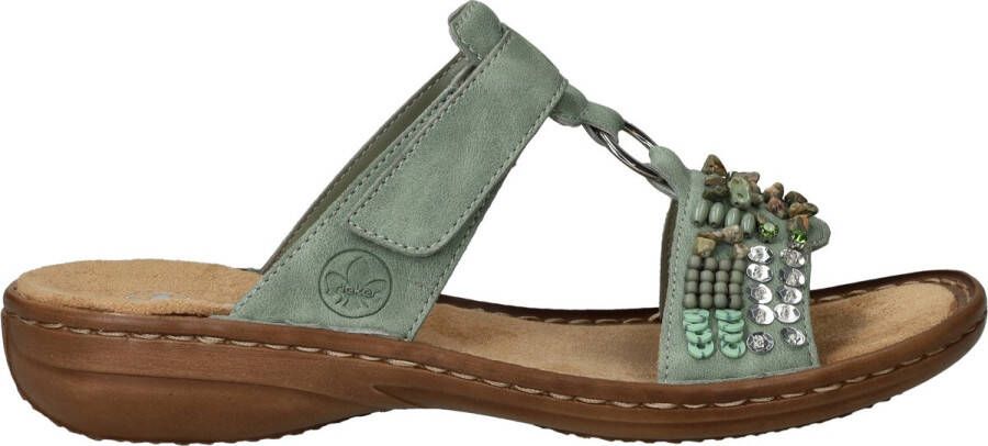 Rieker -Dames groen licht slippers & muiltjes