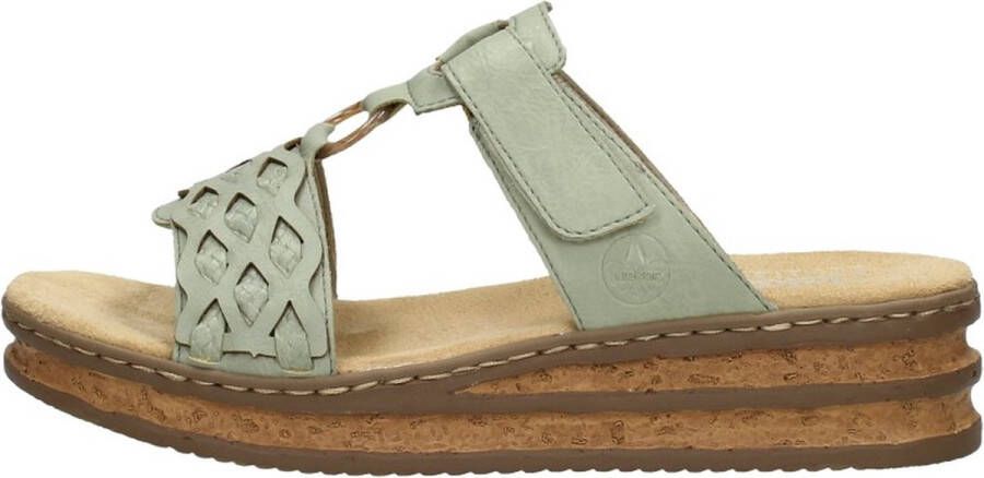 Rieker Slippers sleehak zomerschoen pantoffels met decoratieve kralen