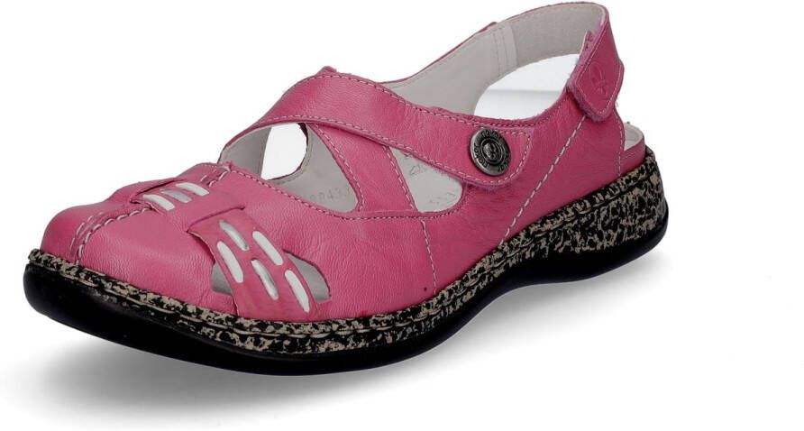 Rieker Klittenbandschoenen zomerschoen sleehak sandaal met bandjes met contrasterende stiksels