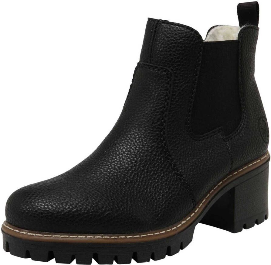 Rieker Chelsea-boots enkellaarsjes boots blokhak met structuur op het bovenmateriaal