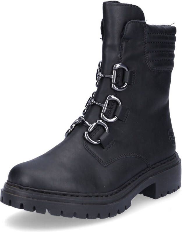 Rieker Winterlaarsjes winterlaarzen bikerboots hakken met gewatteerde schaprand