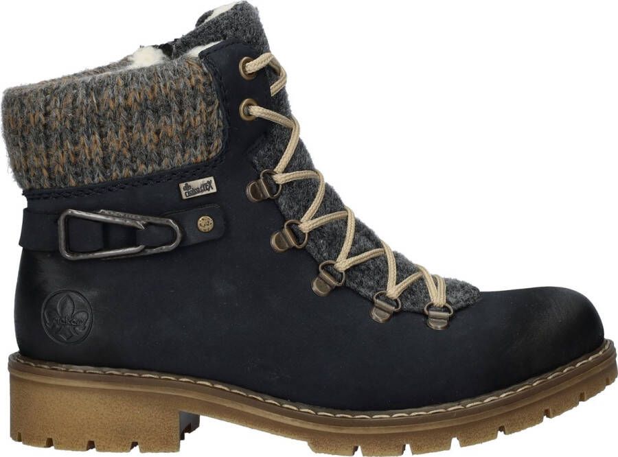 Rieker Winterlaarsjes winterlaarzen veterschoenen met gebreide rand en -tex