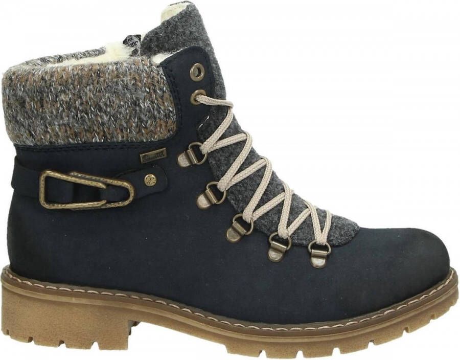 Rieker Winterlaarsjes winterlaarzen veterschoenen met gebreide rand en -tex