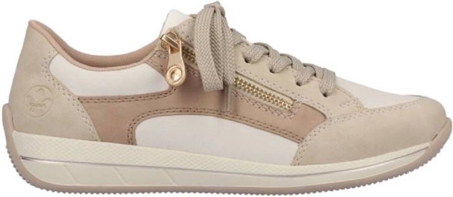 Rieker Beige en parelgrijze sneaker met stippenpatroon Multicolor Dames
