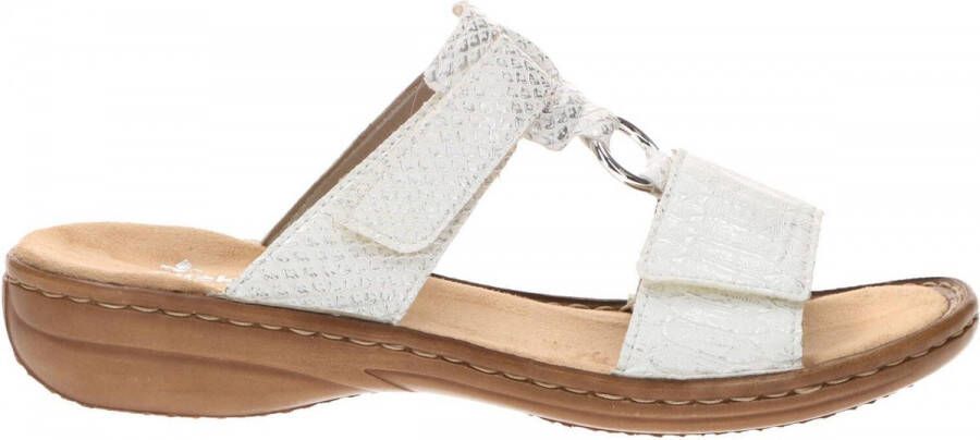 Rieker -Dames off-white ecru parel slippers & muiltjes