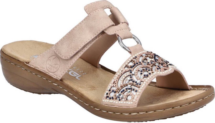 Rieker -Dames oud roze slippers & muiltjes