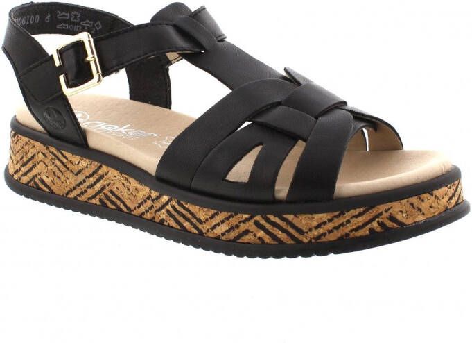 Rieker -dames- sandaal 1 klit ZWART leer art W0853