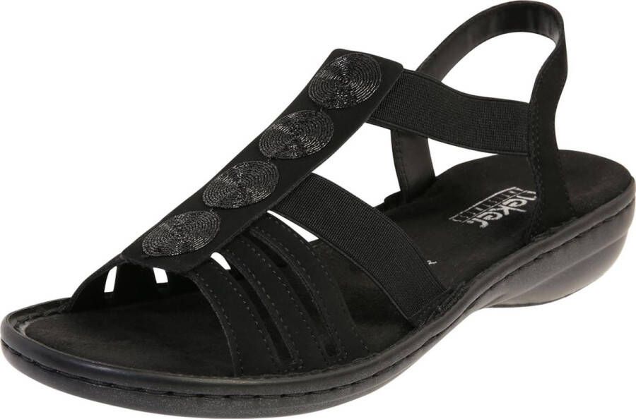 Rieker Sandalen zomerschoen sandaal keilhak met decoratieve applicatie