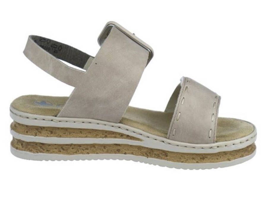 Rieker Comfortabele Taupe Sandaal met Stiksel Detail Beige Dames