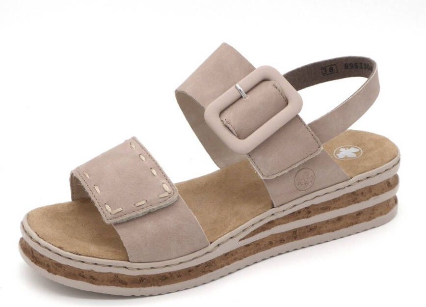 Rieker Comfortabele Taupe Sandaal met Stiksel Detail Beige Dames