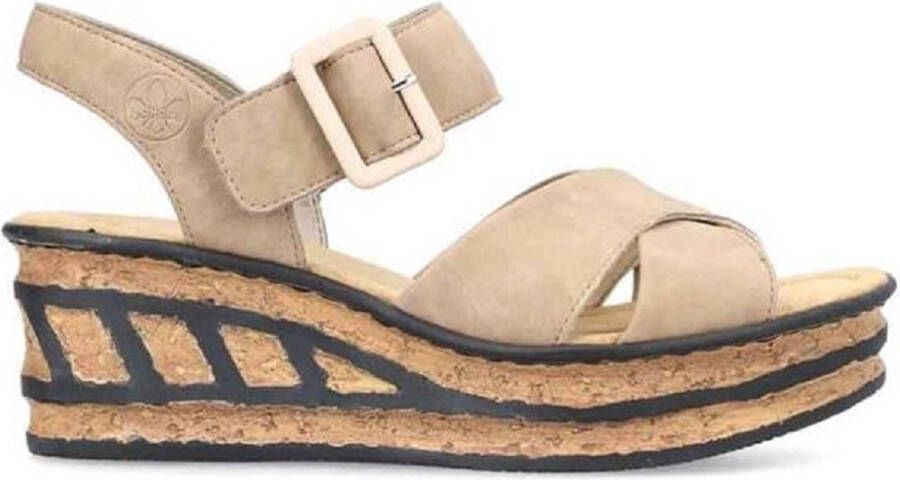 Rieker Zwarte taupe synthetische sandalette met 5 cm hak Beige Dames