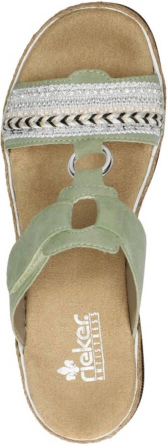 Rieker Slippers sleehak zomerschoen pantoffels met decoratieve kralen