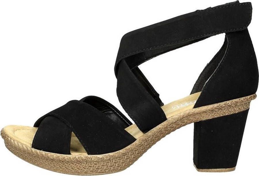 Rieker Zwarte Synthetische Hoge Hak Sandalen Black Dames