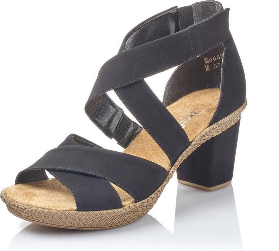 Rieker Zwarte Synthetische Hoge Hak Sandalen Black Dames