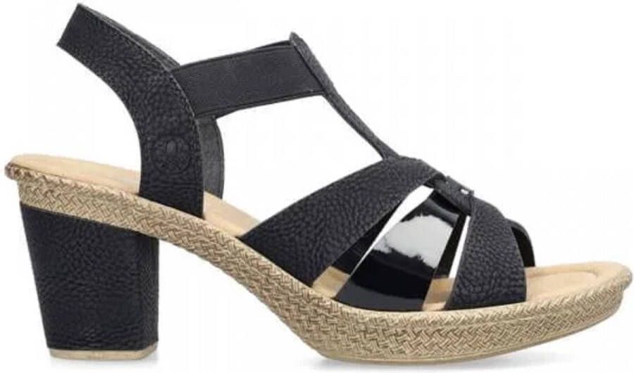 Rieker Sandalen met hak zwart Nubuck Dames
