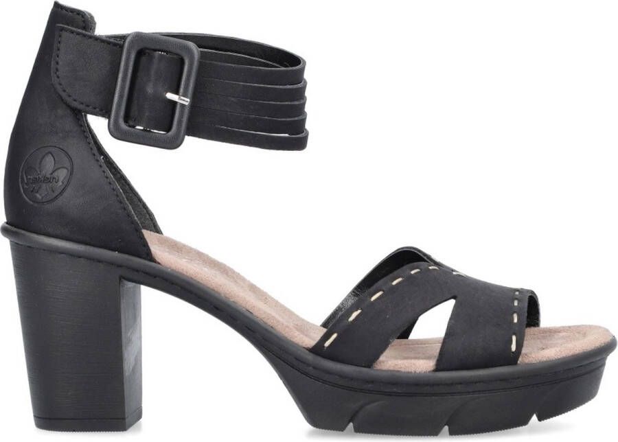 Rieker Zwarte Synthetische Hoge Hak Sandalen Black Dames - Foto 2