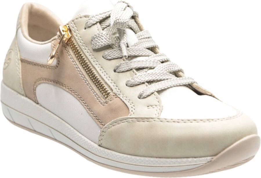 Rieker Beige en parelgrijze sneaker met stippenpatroon Multicolor Dames