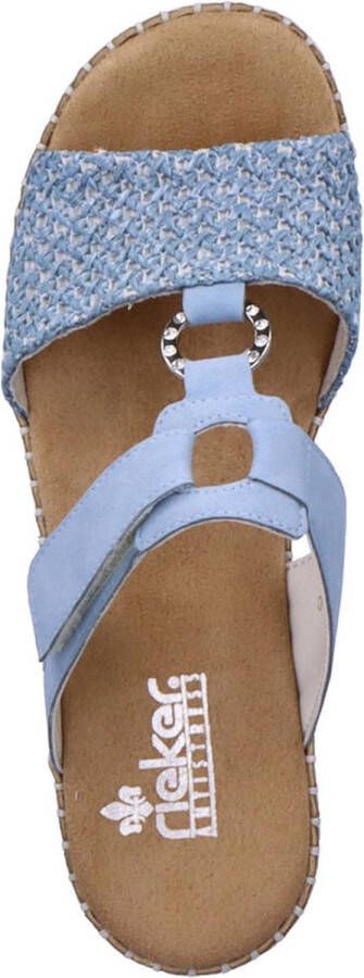 Rieker -Dames blauw licht slippers & muiltjes