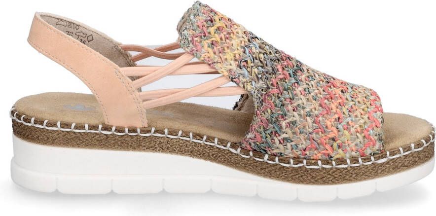 Rieker Sandalen zomerschoen sandaal sleehak in modieuze vlecht-look