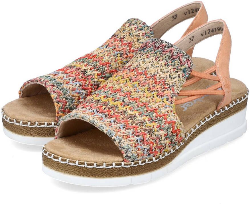 Rieker Sandalen zomerschoen sandaal sleehak in modieuze vlecht-look