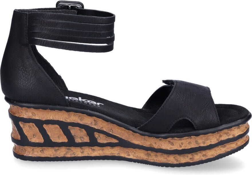 Rieker Sandaaltjes zomerschoen sandaal sleehak met loopzool in kurk-look