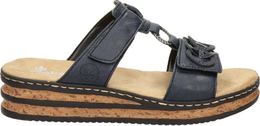 Rieker Blauwe Synthetische Sandalen met Klittenbandsluiting Blauw Dames