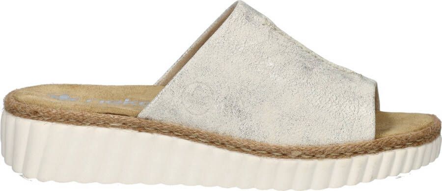 Rieker Slippers sleehak zomerschoen slippers met jute-omranding aan de loopzool