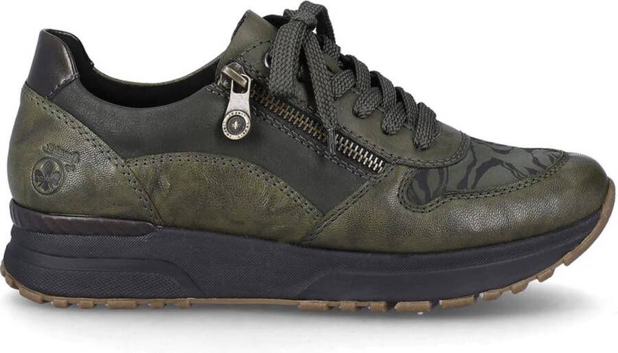 Rieker Donkergroene Leren Sneaker Groen Heren