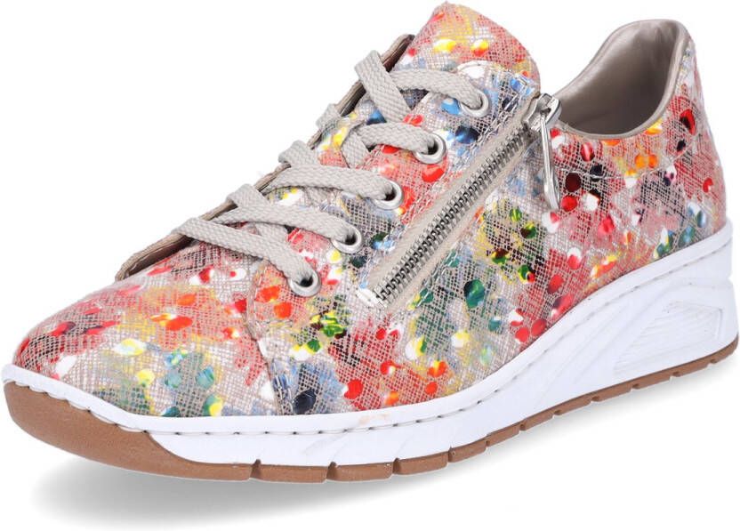 Rieker Sneakers met sleehak met bloemenprint vrijetijdsschoen lage schoen veterschoen